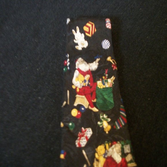 SWEET MUTED SATIN VINTAGE SANTA TIE - Picture 2 of 2
